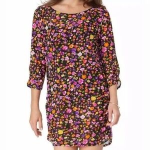 Anne Cole Floral Bud Ruched Mesh Dress Swim Cover-Up SZ Large